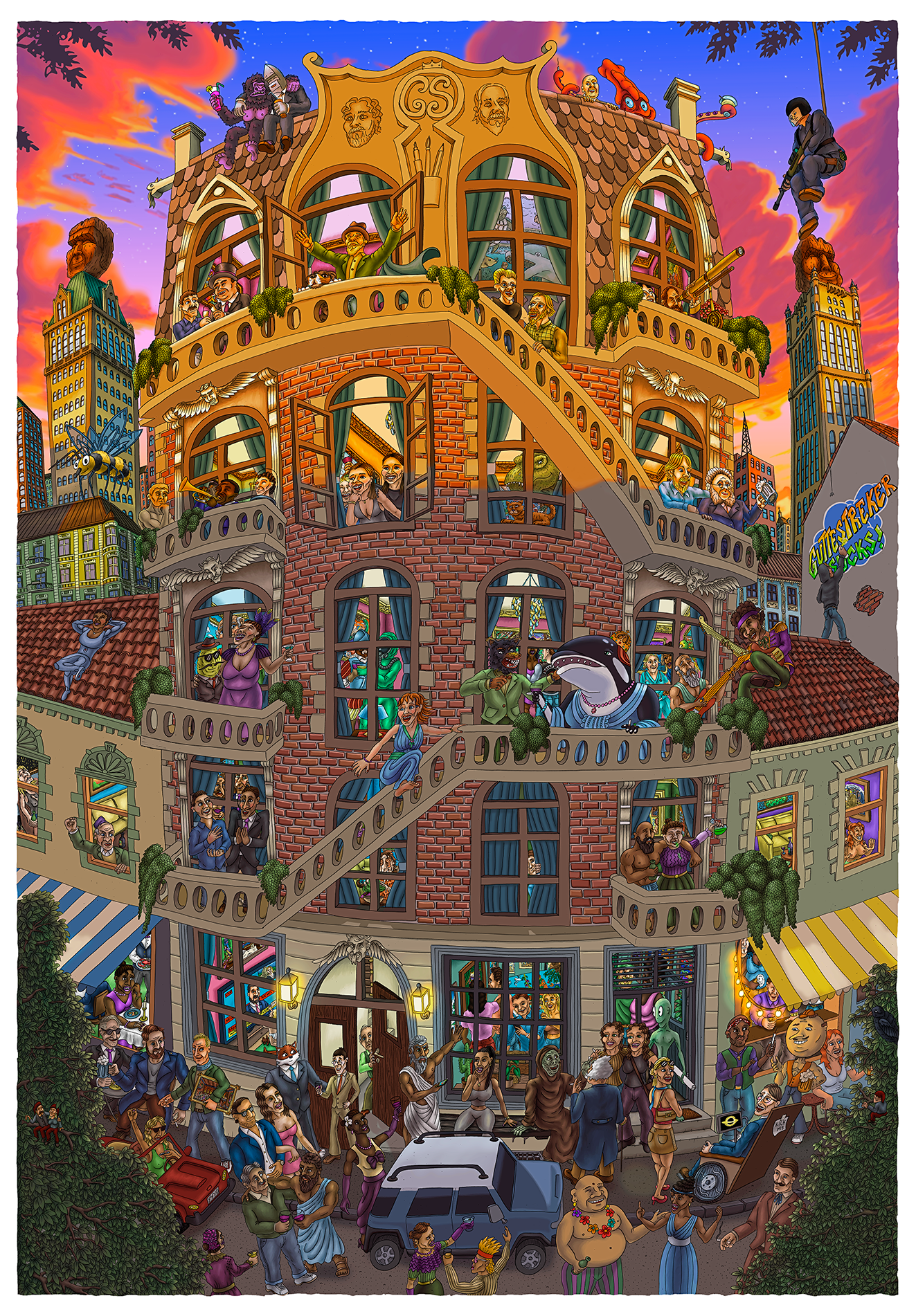 Festen Fortsetter, Guttestreker, Original, 70 × 100 cm